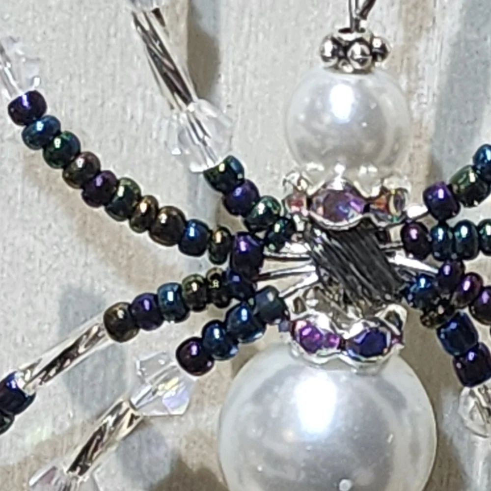 Silver and Black Spider Earrings - Picture 5 of 6